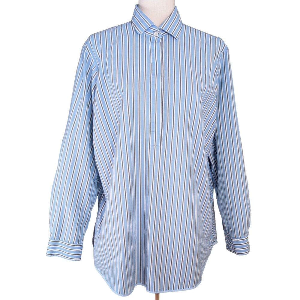 Lands' End Supima Cotton Size 18W Blue Striped Pullover Tunic Top